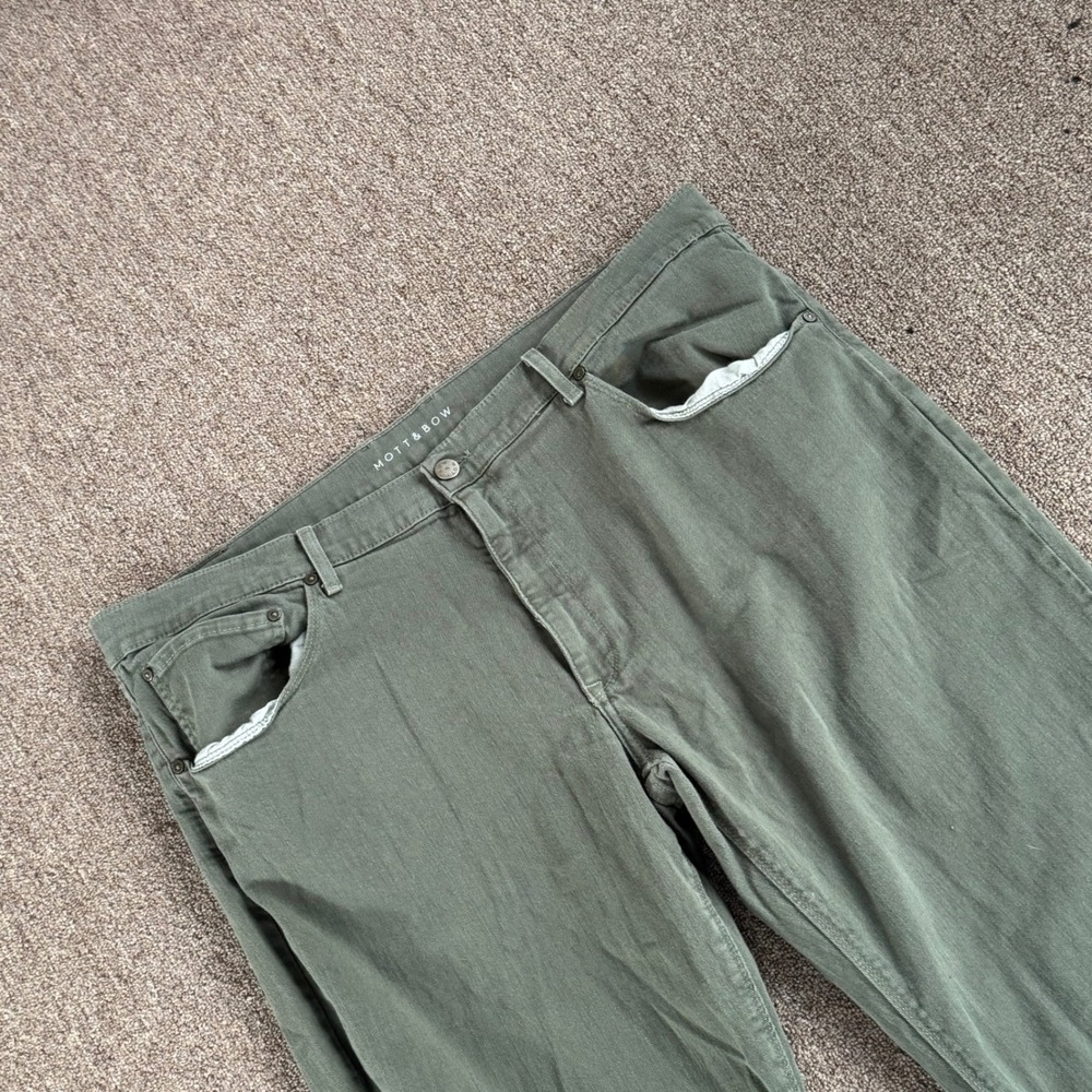 Mott & Bow Mercer‎ Straight Leg Jeans Mens 42x32 Moss Green Twill Pants 3763-22